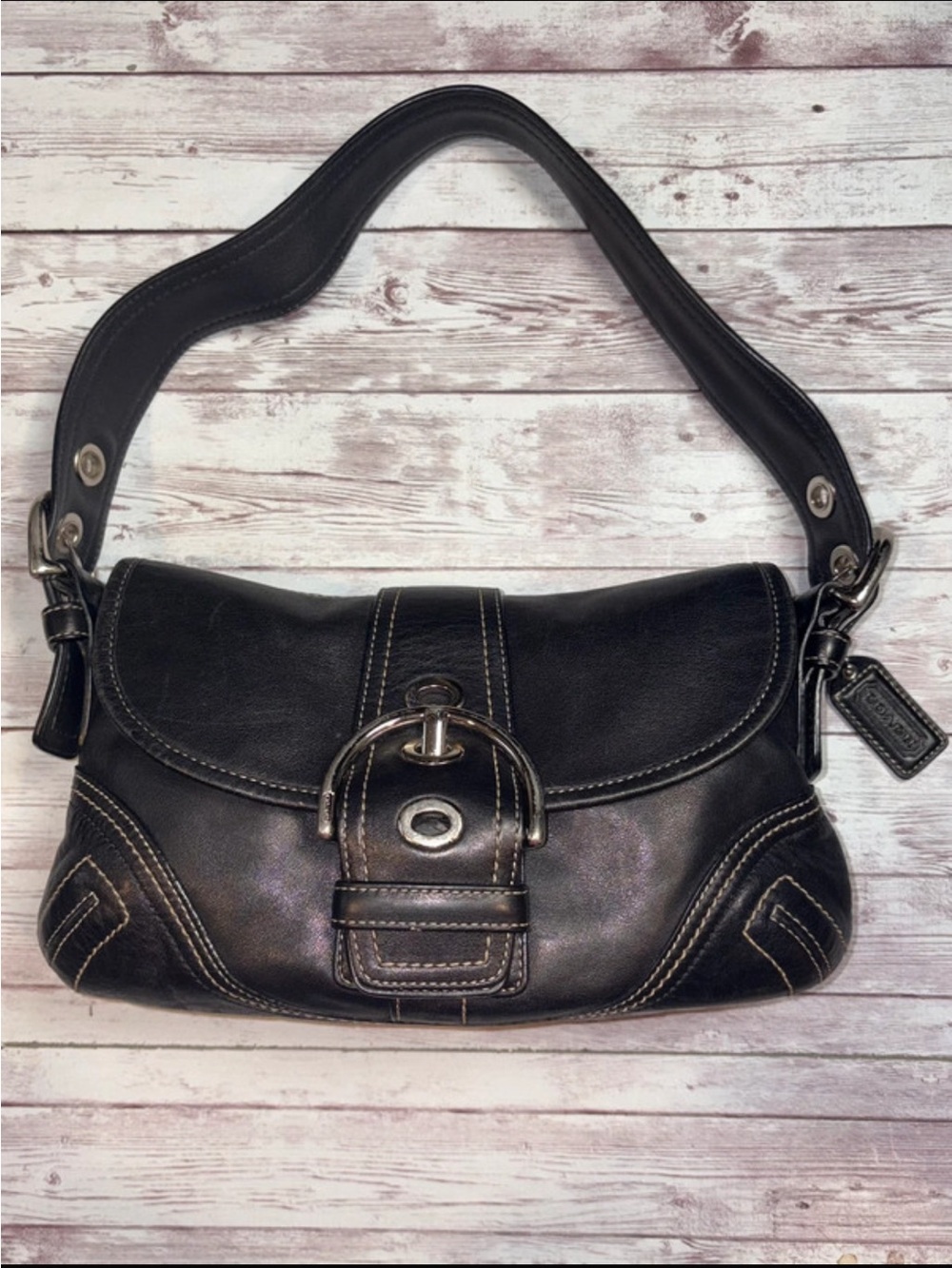 Coach Black Leather Mini Soho Buckle Shoulder Bag